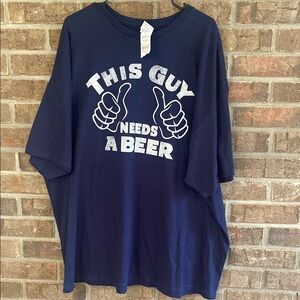 Delta Navy Blue 'This Guy Needs A Beer' T-Shirt